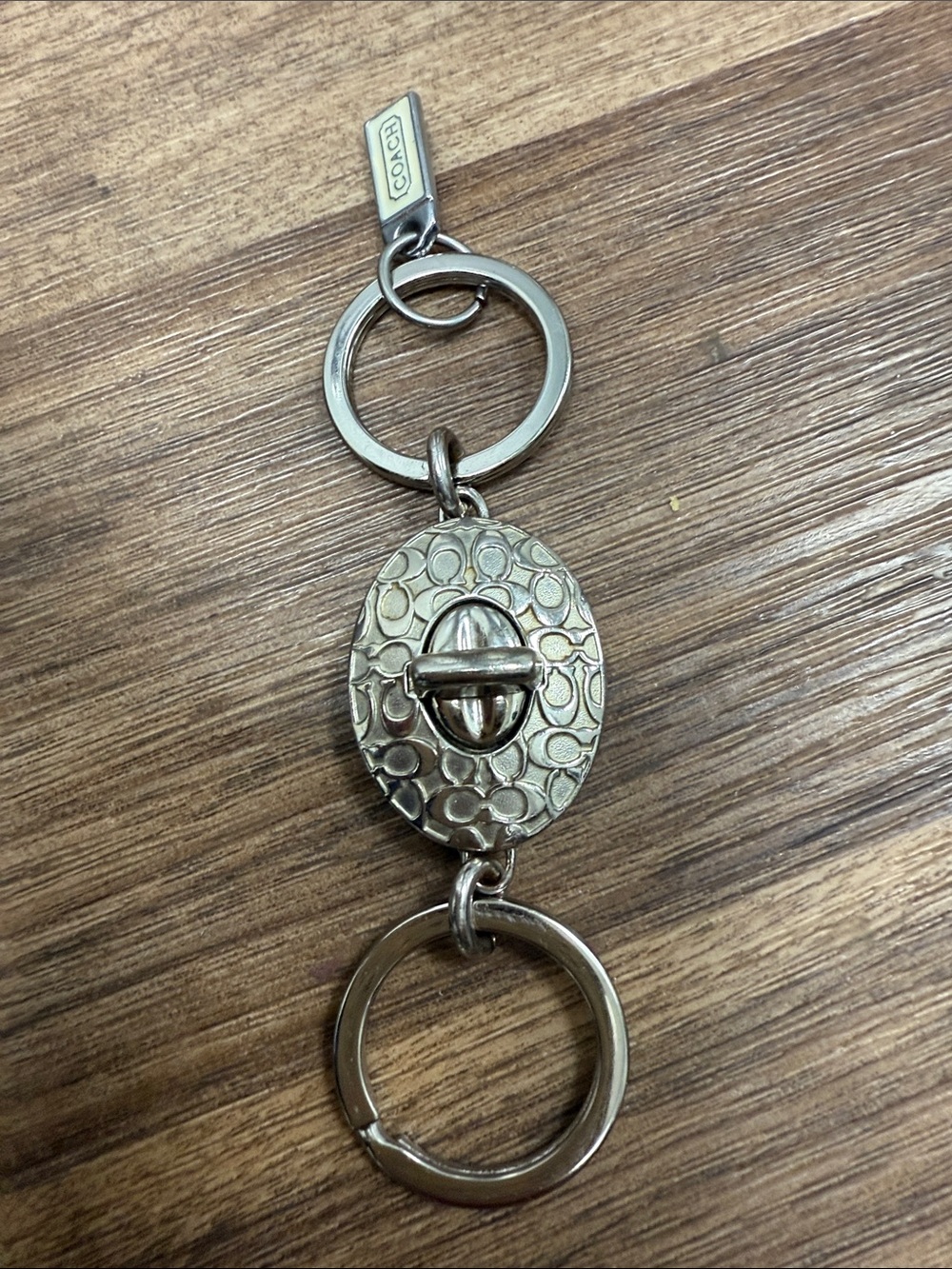 Coach Silver-Tone Signature Turnlock Keyring